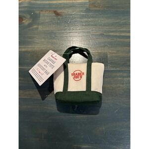 Trader Joe's Micro Tote Reusable Grocery Bag Green And White New With Tag